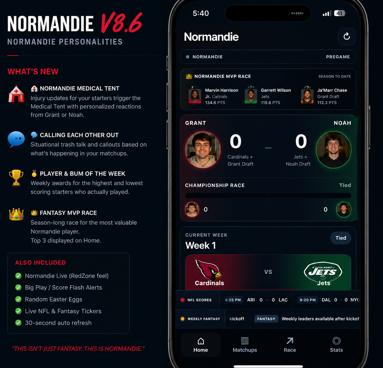 Normandie fantasy football app showcase